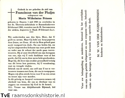 Franciscus van der Pluijm Maria Wilhelmina Prinsen
