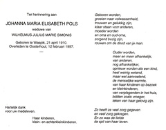 Johanna Maria Elisabeth Pols Wilhelmus Julius Marie Simonis