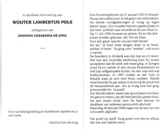 Wouter Lambertus Pols Johanna Geradina de Jong