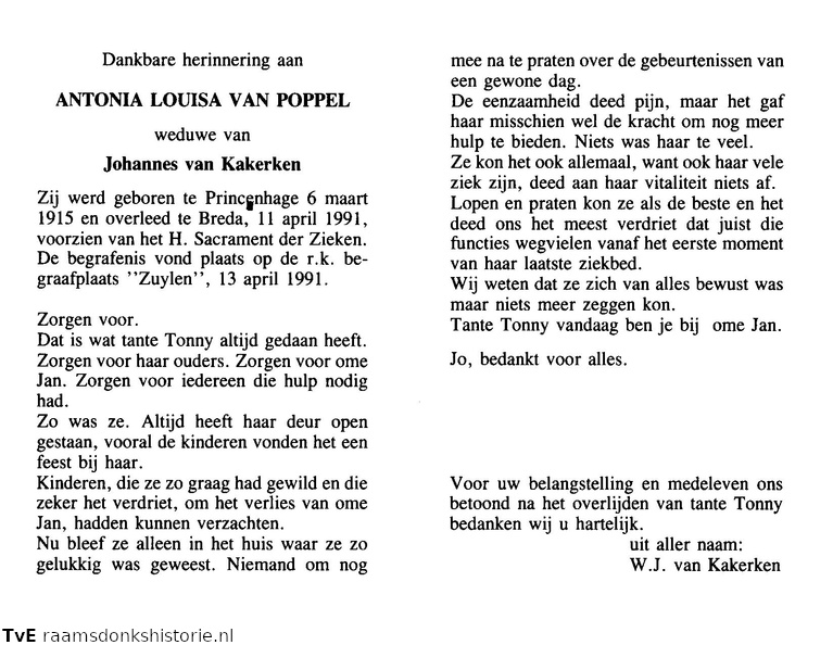 Antonia Louisa van Poppel,  Johannes van Kakerken