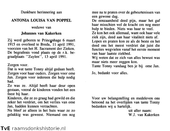 Antonia Louisa van Poppel  Johannes van Kakerken