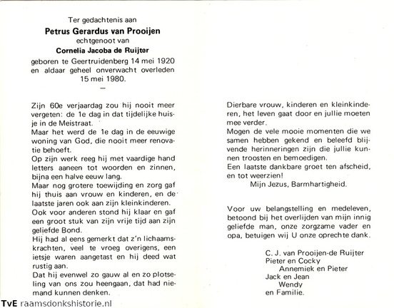 Petrus Gerardus van Prooijen Cornelia Jacoba de Ruijter