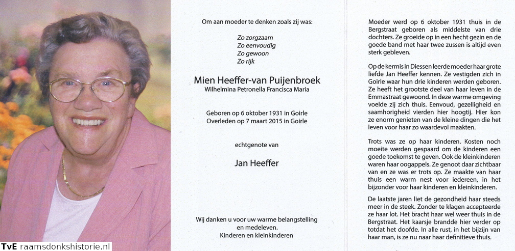 Wilhelmina Petronella Francisca Maria van Puijenbroek Jan Heeffer