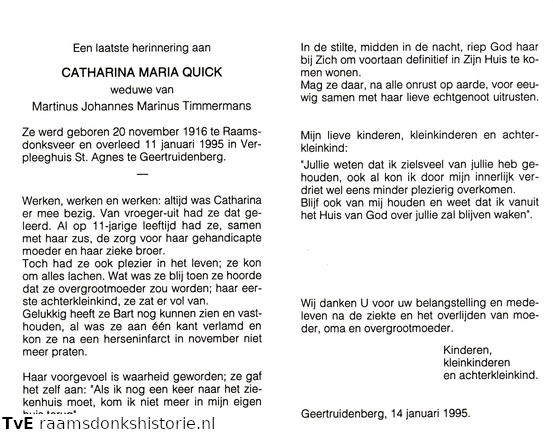 Catharina Maria Quick Martinus Johannes Marinus Timmermans