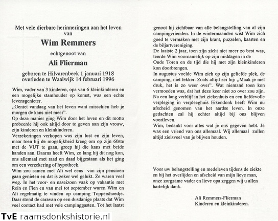 Wim Remmers Ali Flierman
