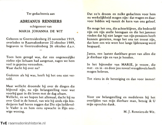 Adrianus Renniers Maria Johanna de Wit