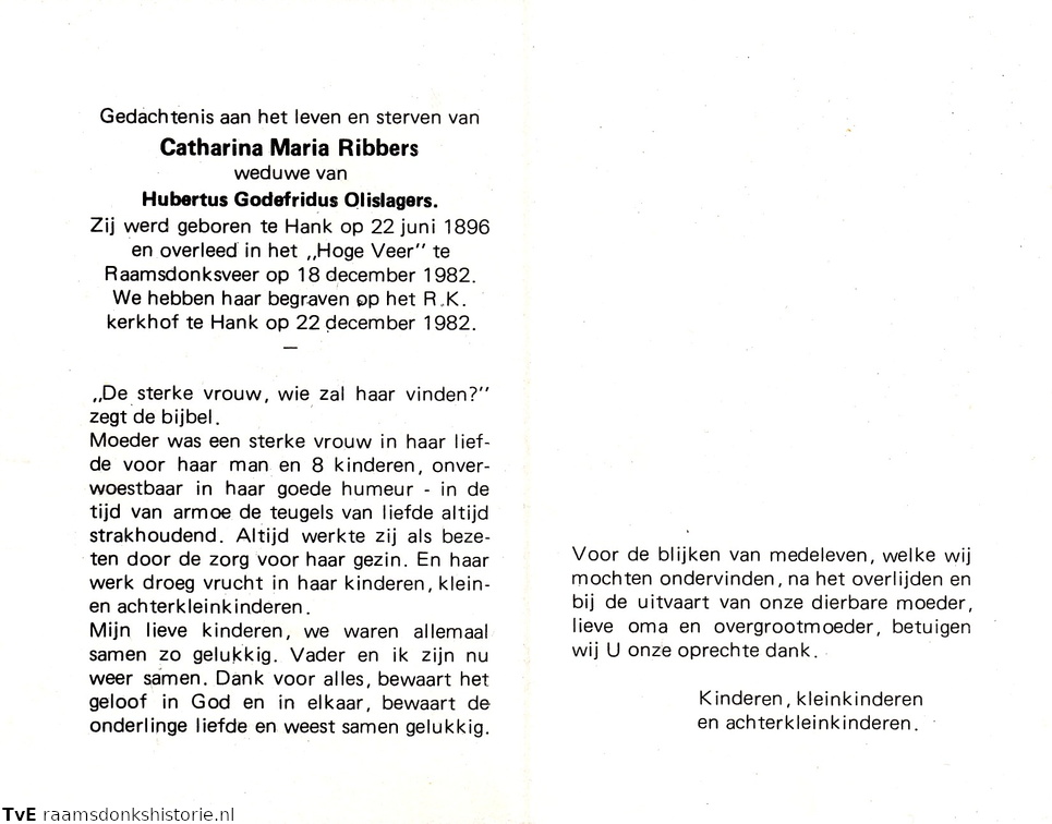 Catharina Maria Ribbers Hubertus Godefridus Olislagers