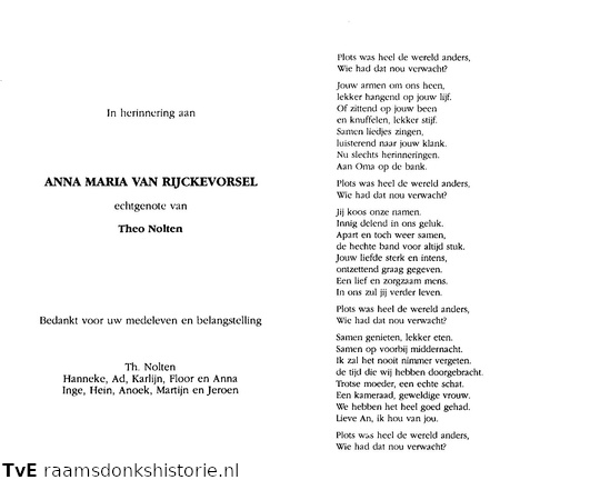 Anna Maria van Rijckevorsel-Theo Nolten