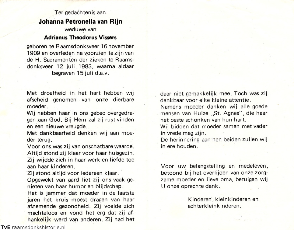 Johanna Petronella van Rijn Adrianus Theodorus Vissers