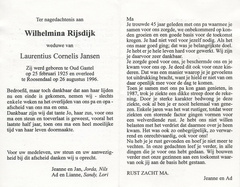 Wilhelmina Rijsdijk Laurentius Cornelis Jansen