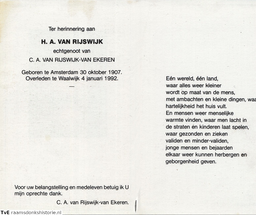 H.A van Rijswijk C.A. van Ekeren
