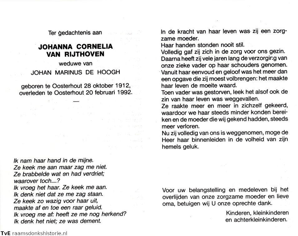 Johanna Cornelia van Rijthoven Johan Marinus de Hoogh