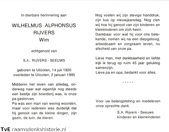 Wilhelmus Alphonsus Rijvers S.A.Seeuws