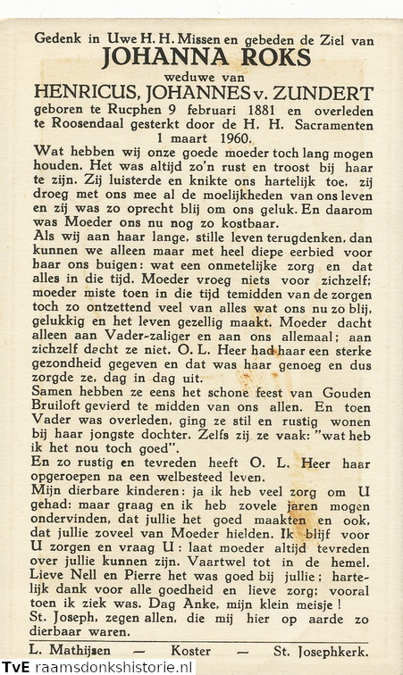 Johanna Roks Henricus Johannes van Zundert