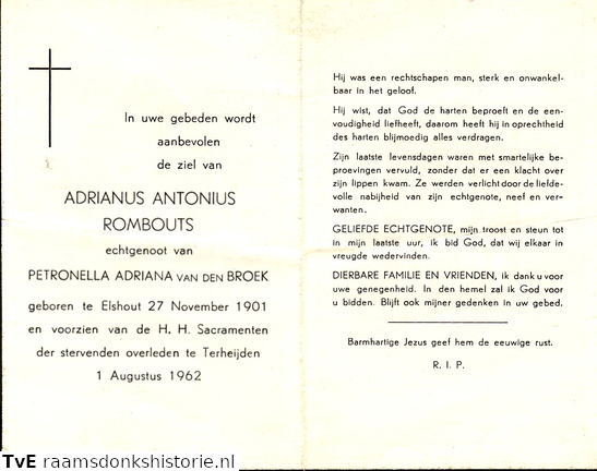 Adrianus Antonius Rombouts Petronella Adriana van den Broek