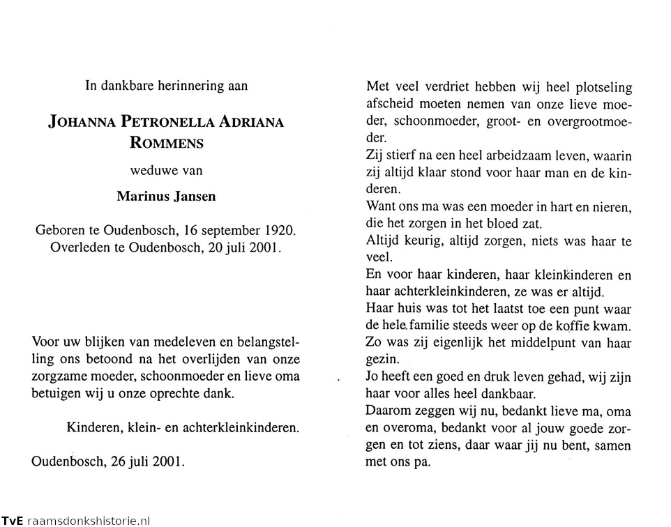 Johanna Petronella Adriana Rommens Marinus Jansen