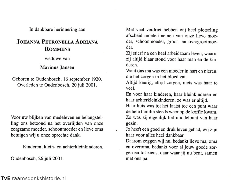 Johanna Petronella Adriana Rommens Marinus Jansen