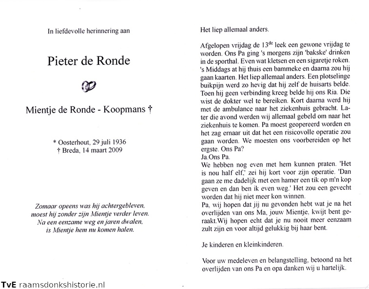 Pieter de Ronde Mientje Koopmans