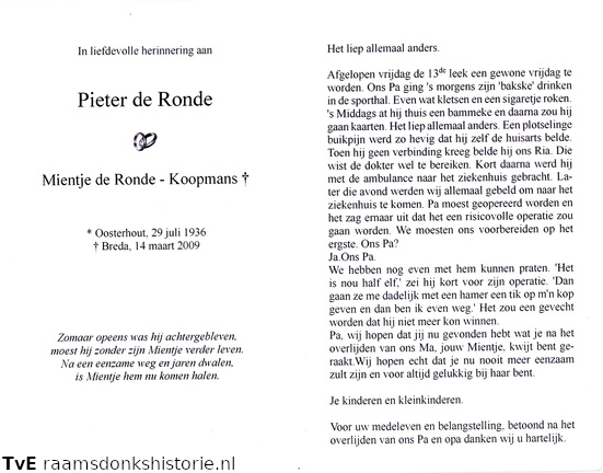 Pieter de Ronde Mientje Koopmans