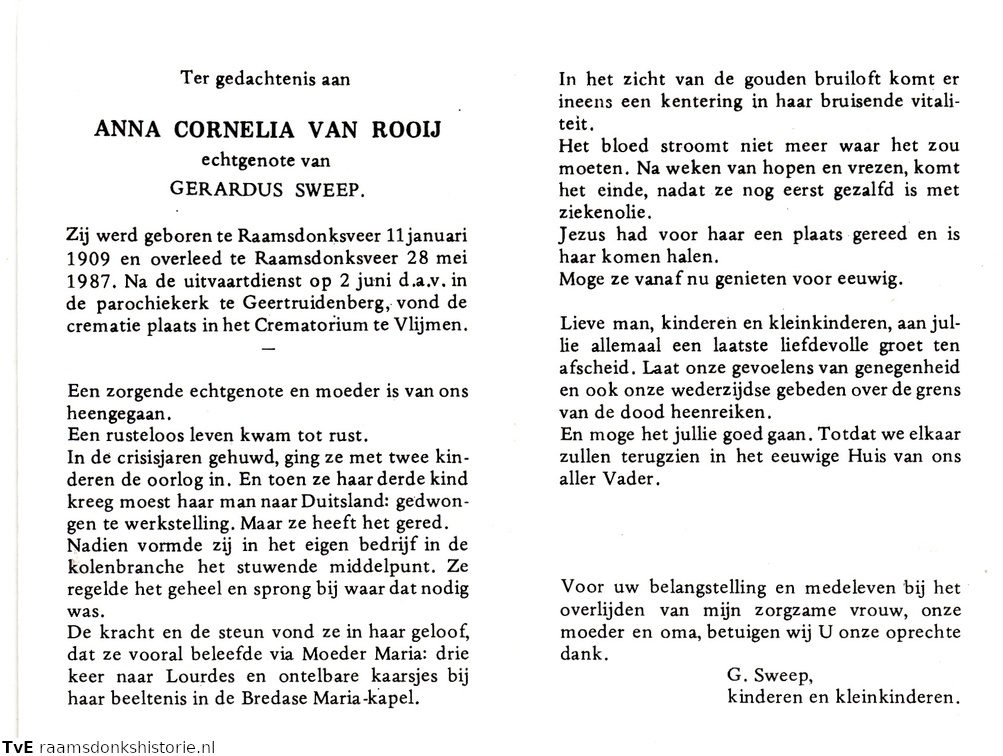 Anna Cornelia van Rooij Gerardus Sweep