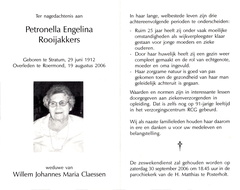 Petronella Engelina Rooijakkers Willem Johanes Maria Claessen