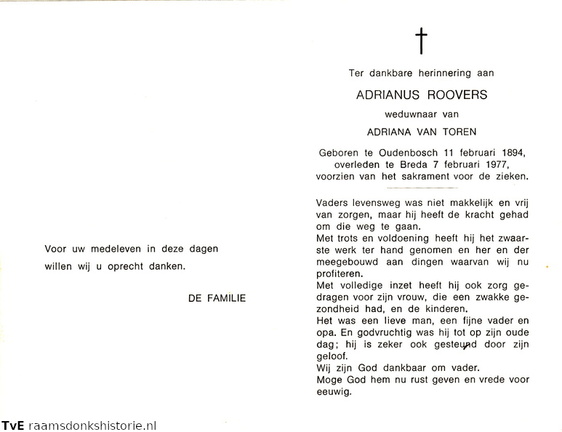 Adrianus Roovers Adriana van Toren