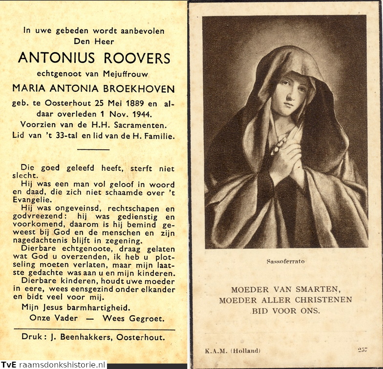 Antonius Roovers Maria Antonia Broekhoven