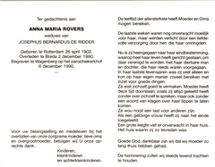 Anna Maria Rovers Josephus Bernardus de Ridder