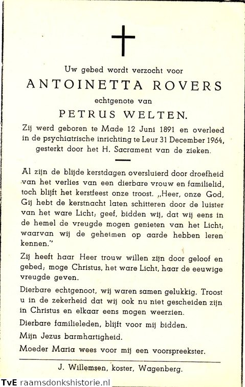 Antoinetta Rovers Petrus Welten