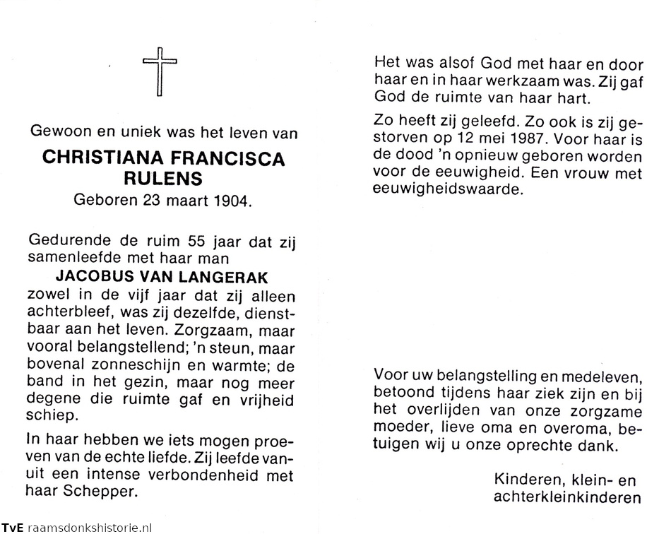 Christiana Francisca Rulens Jacobus van Langerak