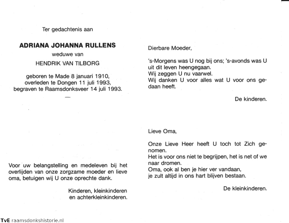 Adriana Johanna Rullens-Hendrik van Tilborg