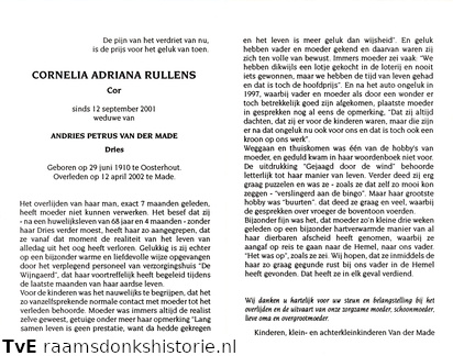 Cornelia Adriana Rullens Andries Petrus van der Made