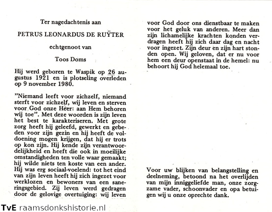 Petrus Leonardus de Ruyter Toos Doms