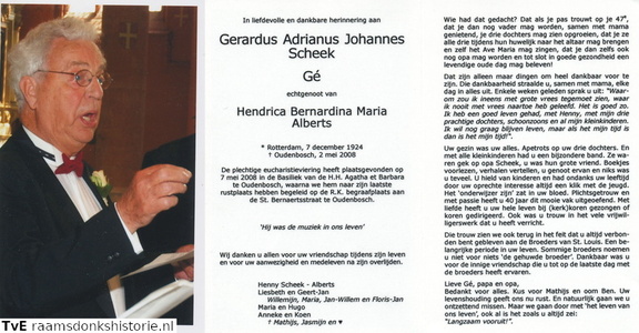 Scheek Gerardus Adrianus Johannes  Hendrica Bernardina Maria Alberts