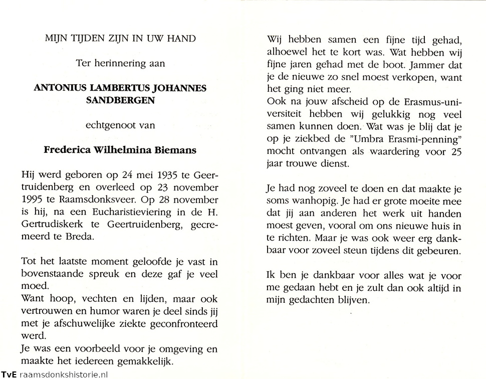 Antonius Lambertus Johannes Sandbergen Frederica Wilhelmina Biemans