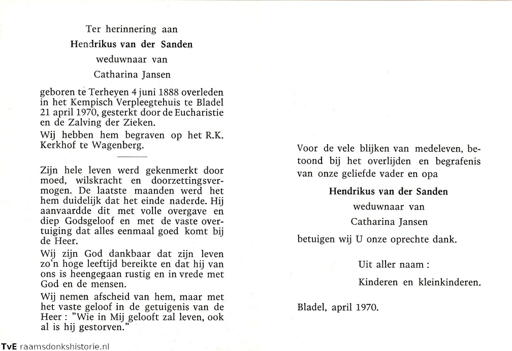 Hendrikus van der Sanden Catharina Jansen