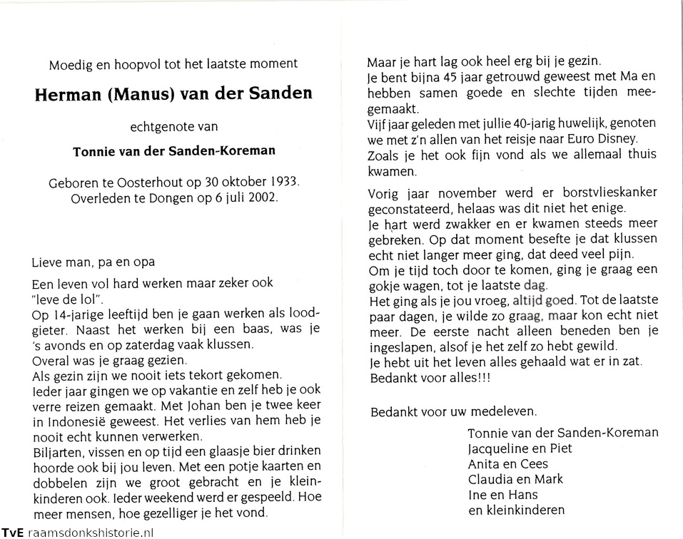Herman van der Sanden Tonnie Koreman