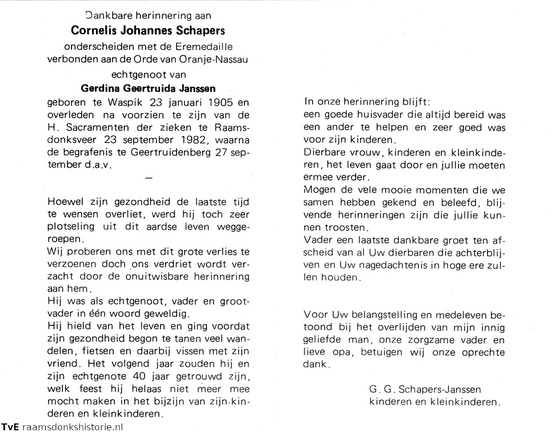 Cornelis Johannes Schapers Gerdina Geertruida Janssen