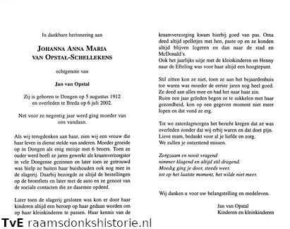 Johanna Anna Maria Schellekens Jan van Opstal