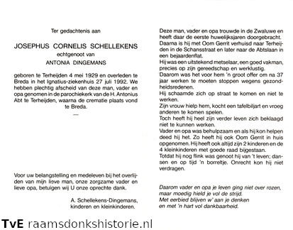 Josephus Cornelis Schellekens Antonia Dingemans