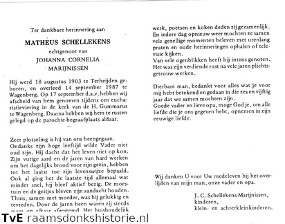 Matheus Schellekens Johanna Cornelia Marijnissen