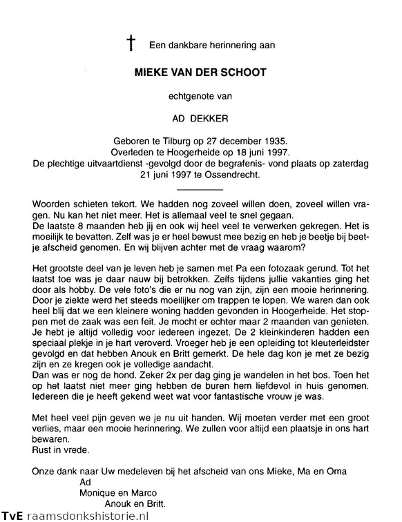 Mieke van der Schoot Ad Dekker