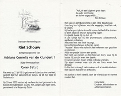 Riet Schouw (vr) Corry Batist Adriana Cornelia van de Klundert