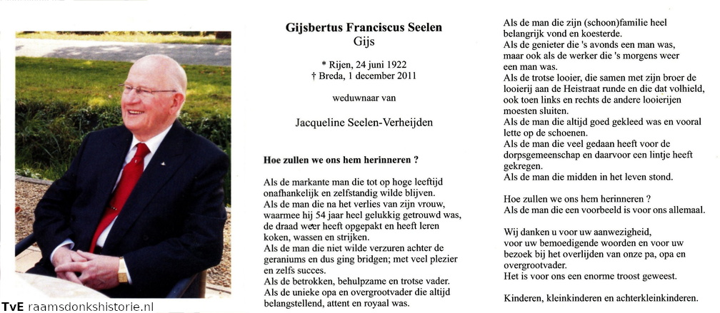 Gijsbertus Franciscus Seelen Jacqueline Verheijden