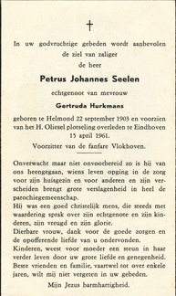 Petrus Johannes Seelen Gertruda Hurkmans