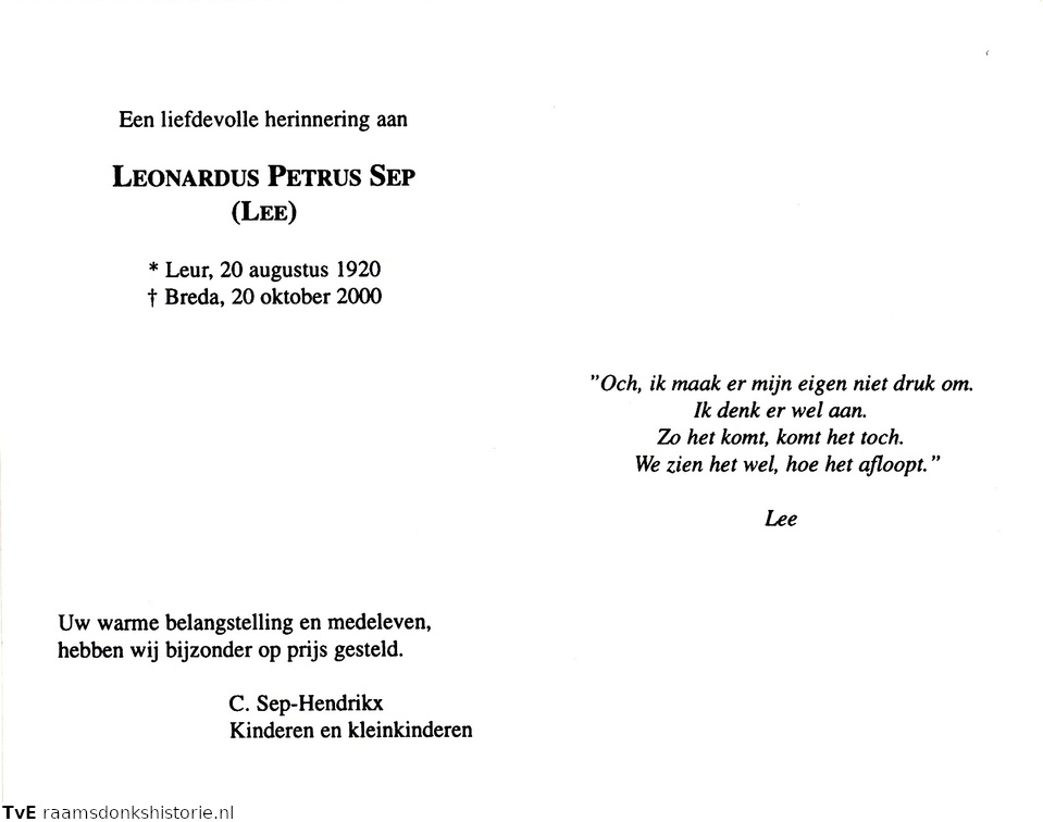 Leonardus Petrus Sep C. Hendrikx