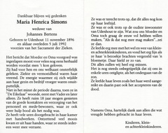 Maria Henrica Simons Johannes Bertens