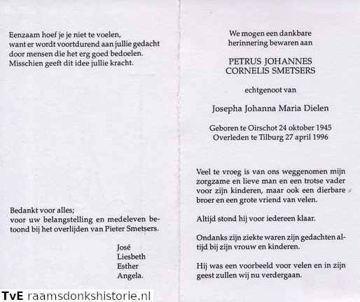 Petrus Johannes Cornelis Smetsers Josepha Johanna Maria Dielen