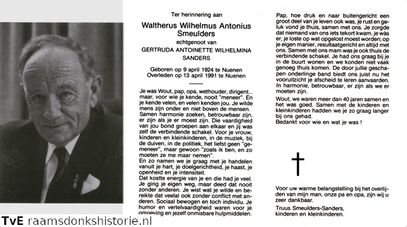 Waltherus Wilhelmus Antonus Smeulders Gertruda Antoinetta Wilhelmina Sanders