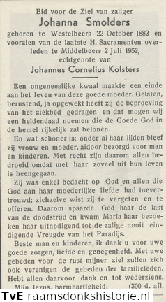 Johanna Smolders Johannes Cornelius Kolsters